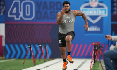 Former Illini, Keith Randolph, running at the NFL Combine