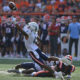 Illini football wide receiver diving on the field vs FAU.