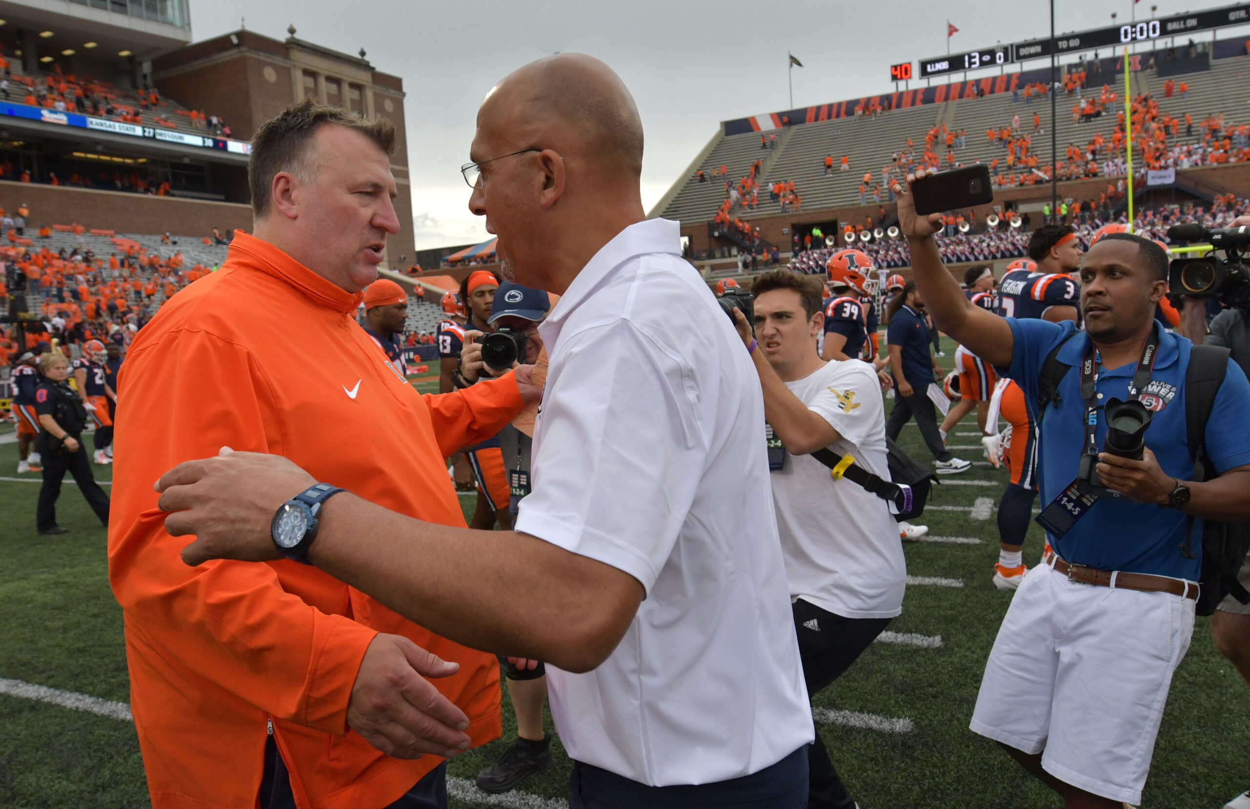 Illini head coach Bret Bielema and James Franklin.