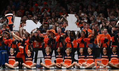 Illinois Basketball and their cheerleaders.