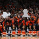 Illinois Basketball and their cheerleaders.