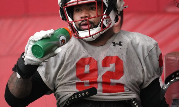 Wisconsin Badger lineman Curt Neal at practice.