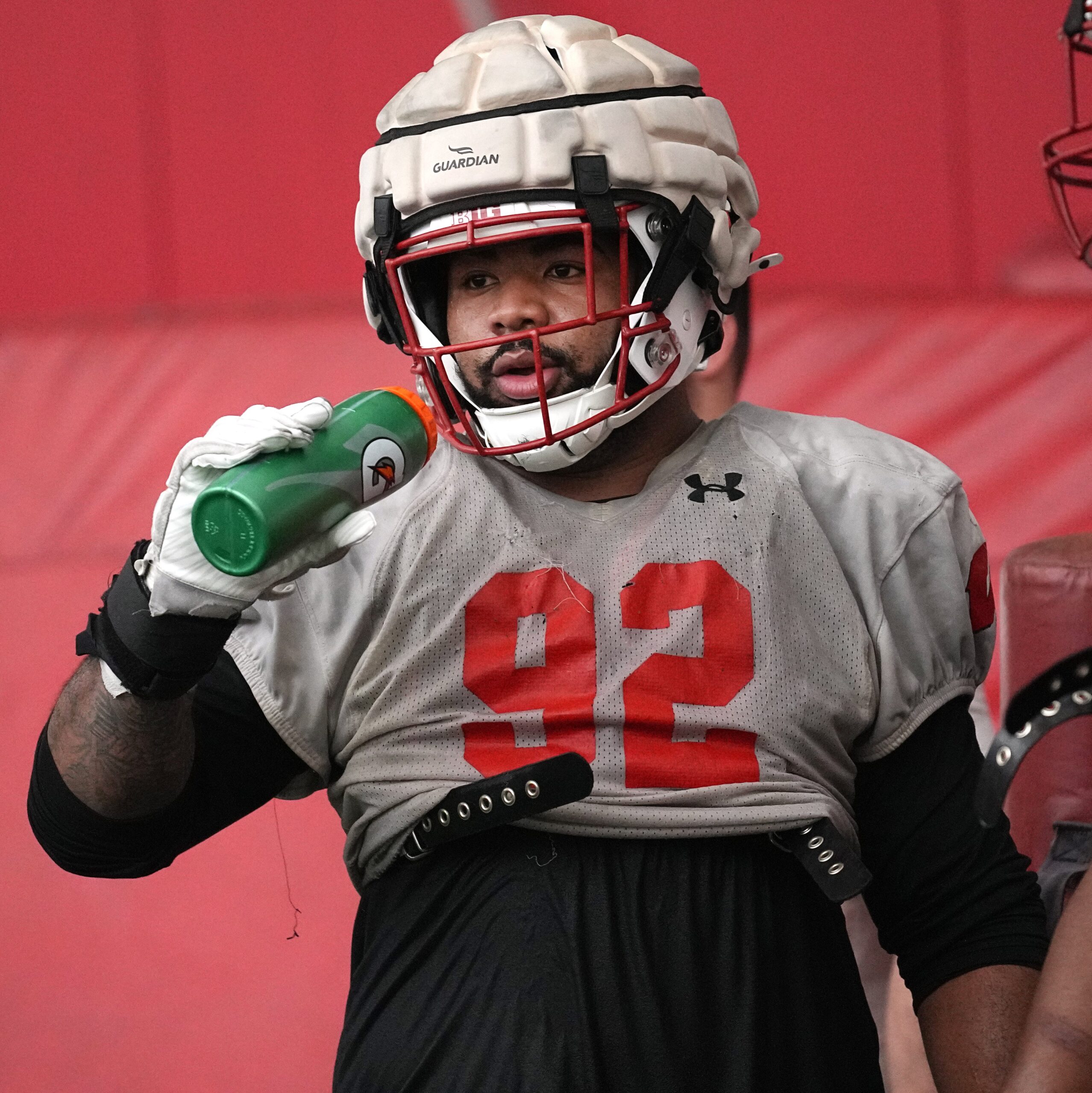 Wisconsin Badger lineman Curt Neal at practice.