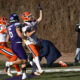 Nov 30, 2024; Chicago, Illinois, USA; Illinois Fighting Illini running back Aidan Laughery (21) scores a touchdown against the Northwestern Wildcats during the second half at Wrigley Field. Mandatory Credit: Matt Marton-Imagn Images