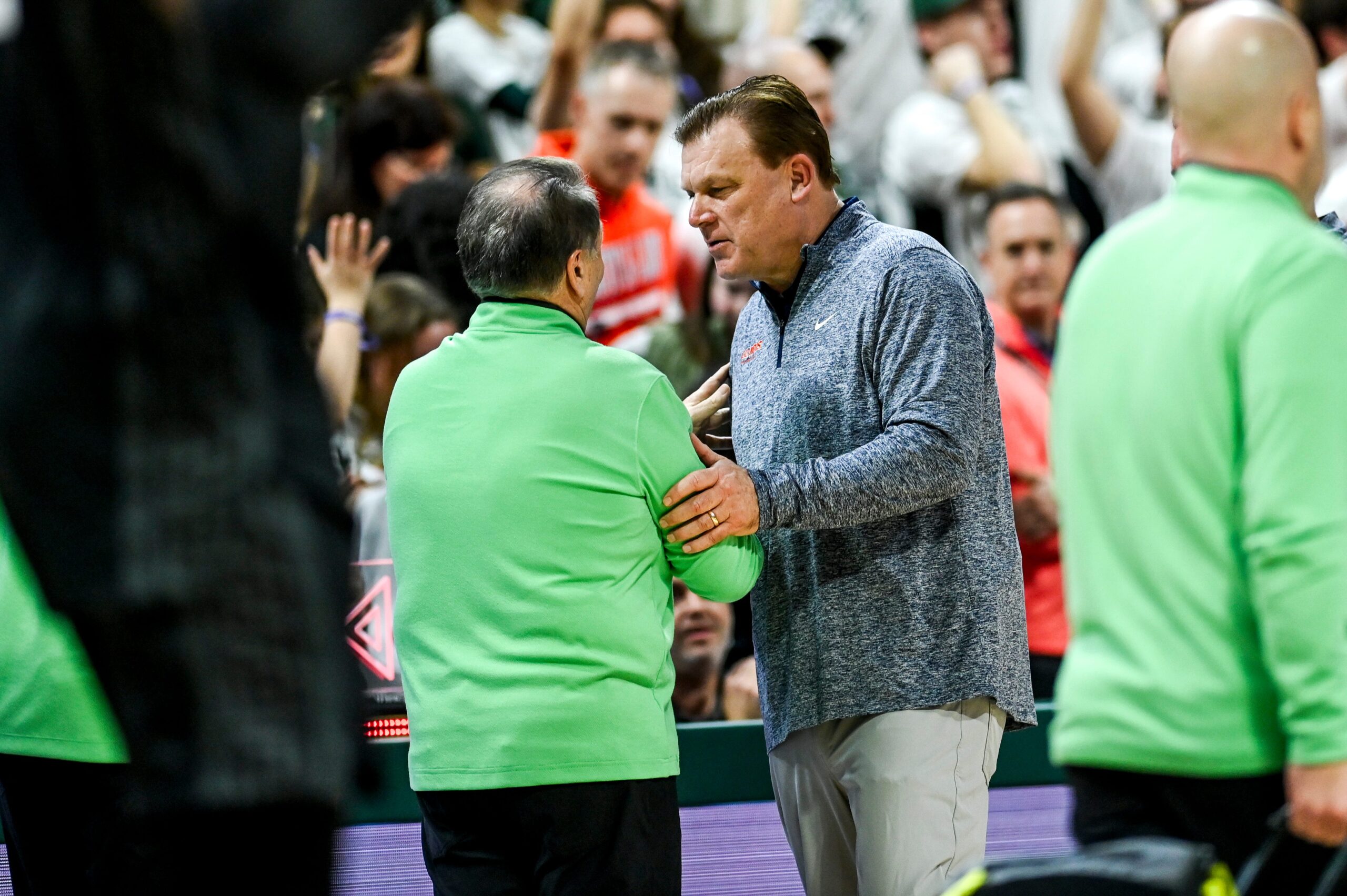 Illinois basketball coach Brad Underwood and Tom Izzo.