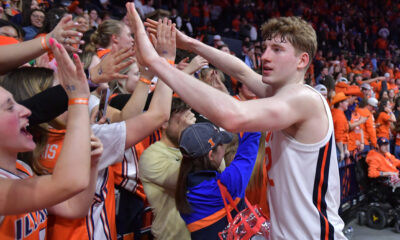 Illini freshman standout Kasparas Jakucionis thanking the Orange Krush.