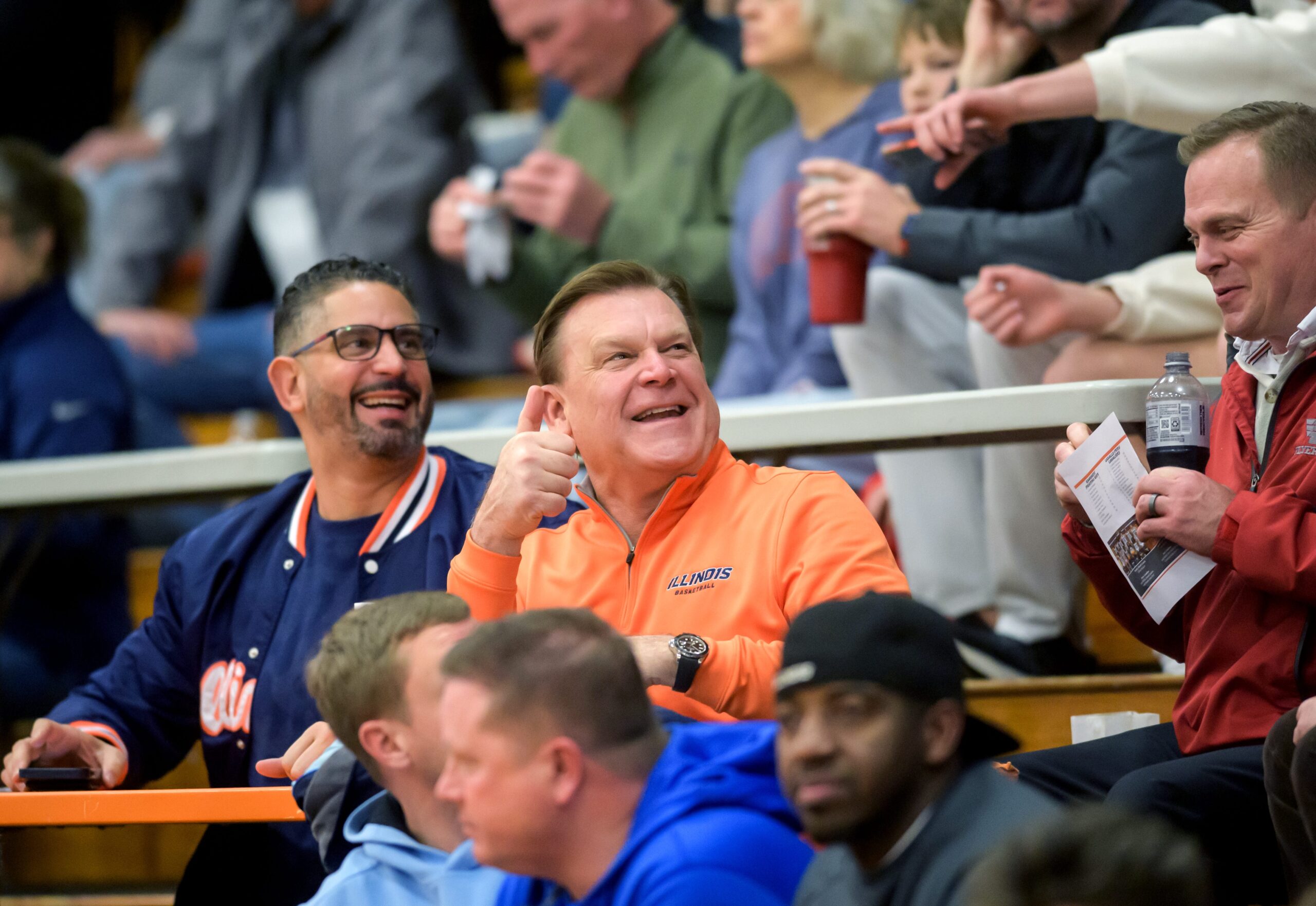 Illinois basketball coach Brad Underwood and Orlando Antigua.