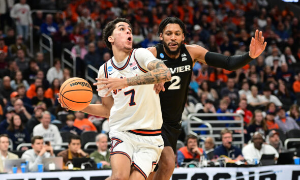 Will Riley of Illinois Basketball in the first round of the NCAA Tournament.