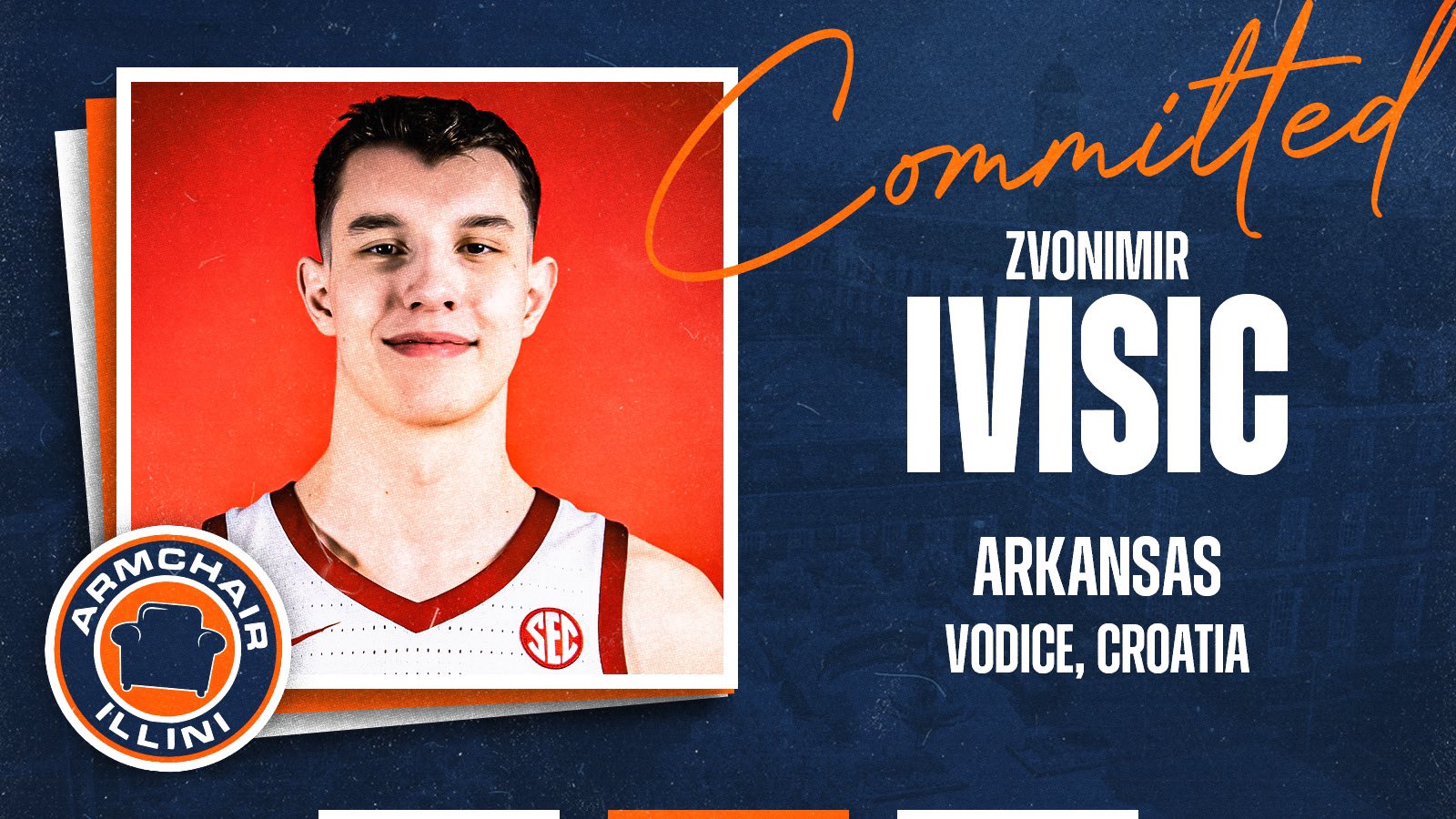 The Illini land the commitment of Arkansas center Zvonimir Ivisic