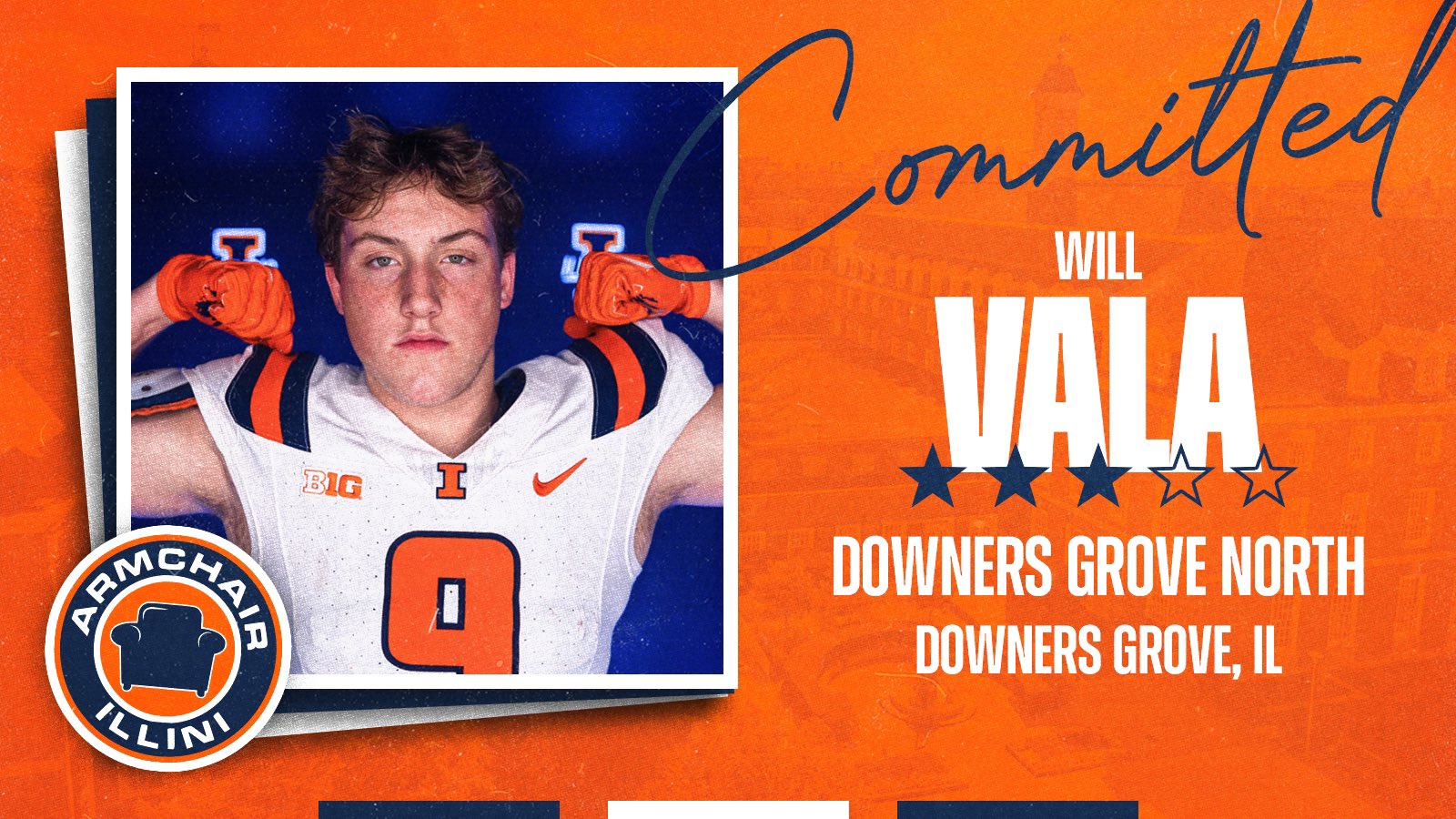 Illinois football's recent tight end commitment, Will Vala.