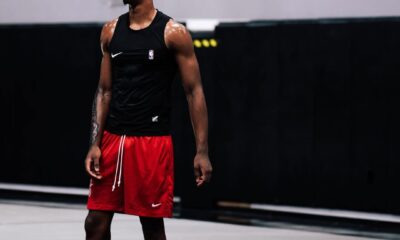 Cameron Holmes working out.