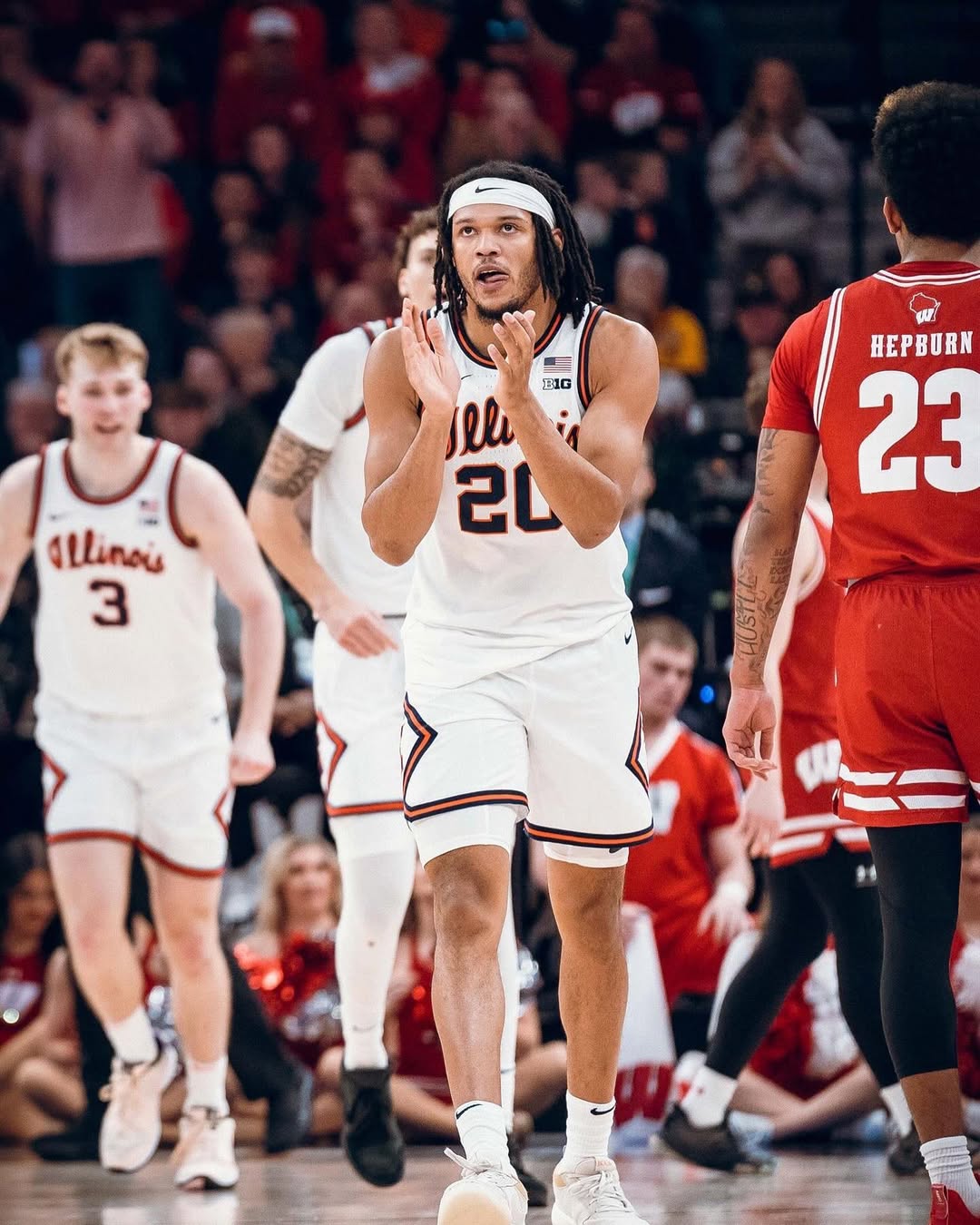 Illini basketball wing Ty Rodgers during the Big Ten tournament in 2024.