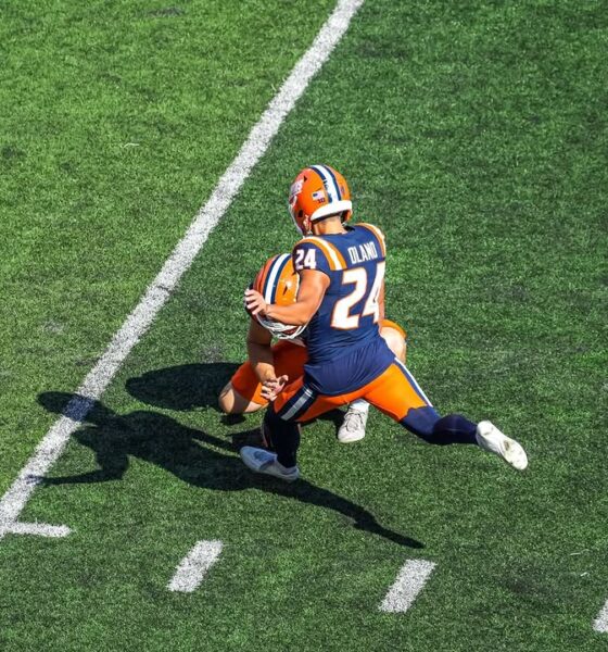 illinois football kicker David Olano kicks a field goal.
