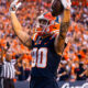 Illinois wide receiver Hank Beatty celebrates with the crowd