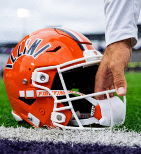 Illinois Football Helmet. Illinois Football vs Washington. Photo Credit: Illini Football on Instagram (@Illinifootball).