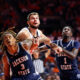 Illini big man Tomislav Ivisic fighting for a rebound vs Jackson State.