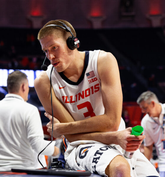 Ben Humrichous doing a postgame interview