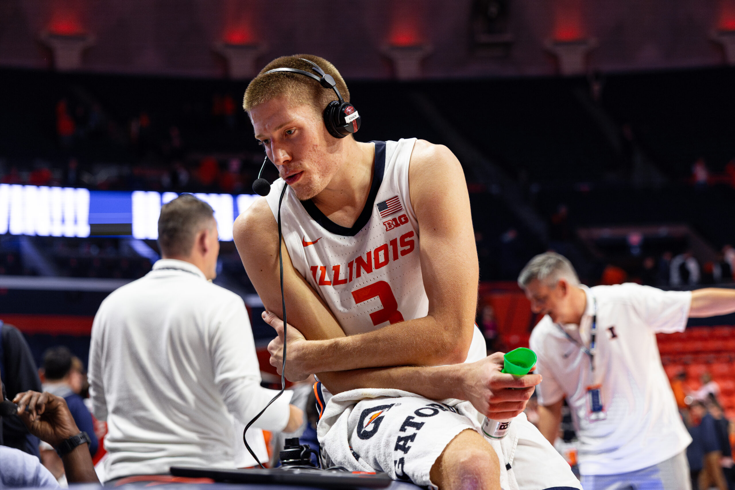Ben Humrichous doing a postgame interview