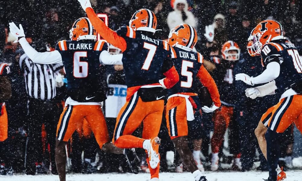 Illinois Football. Xavier Scott. Matthew Bailey. Juice Clarke. Phoro Credit: Matthew Bailey on Instagram. (@matthew_bailey7).