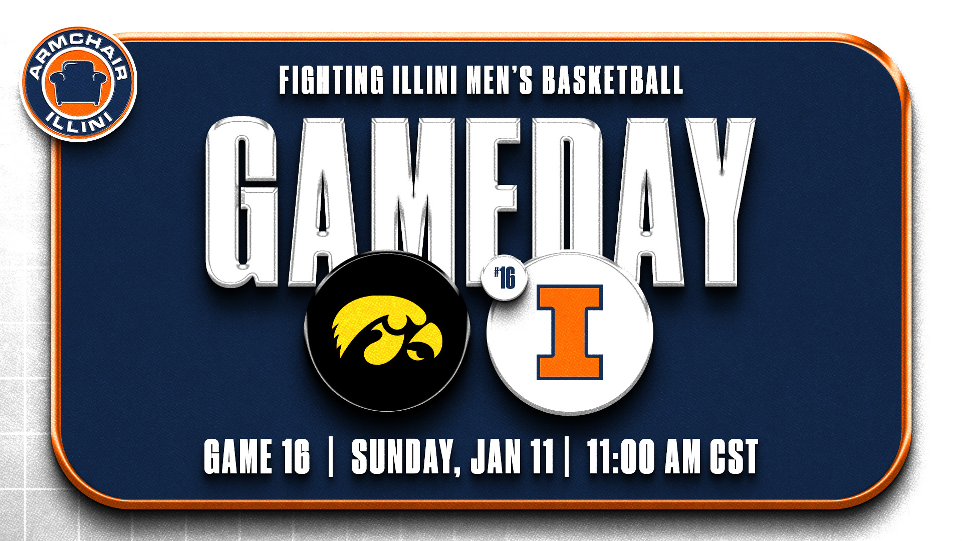 Illinois Basketball plays Iowa on Sunday January 11th.