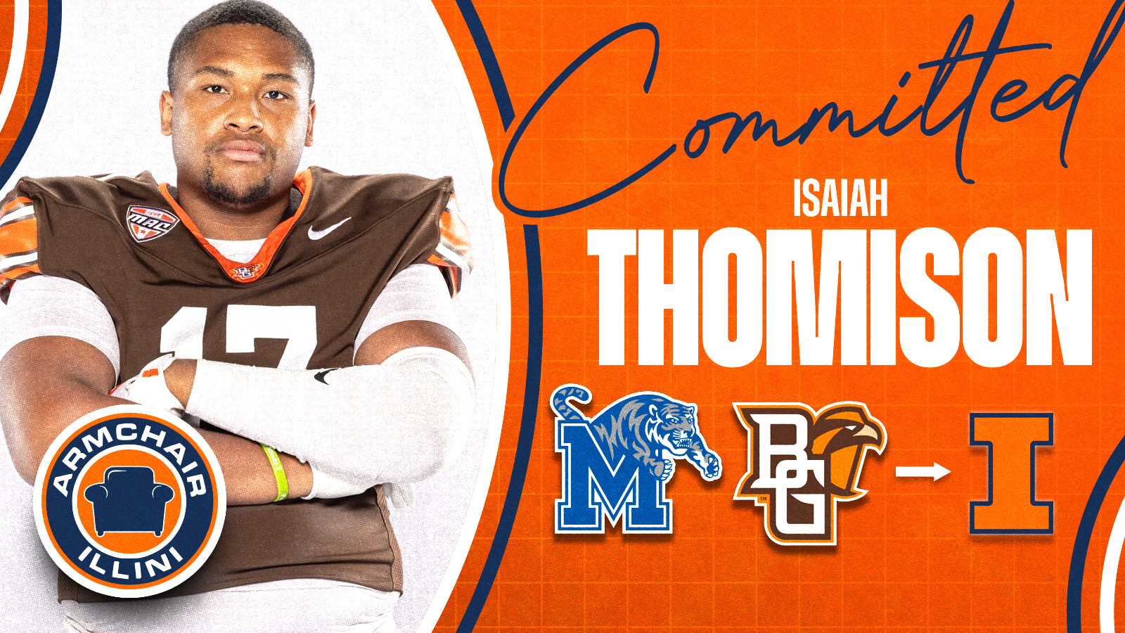 Illinois Football. Isaiah Thomison. Photo Credit: Alex Kyi.