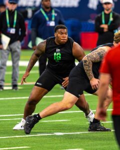 Illinois Football. JC Davis. NFL Combine. No. 18. Offensive Line. Photo Credit: Illinois Football on Instagram. (@IlliniFootball).