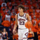 Illini guard Keaton Wagler bringing the ball up
