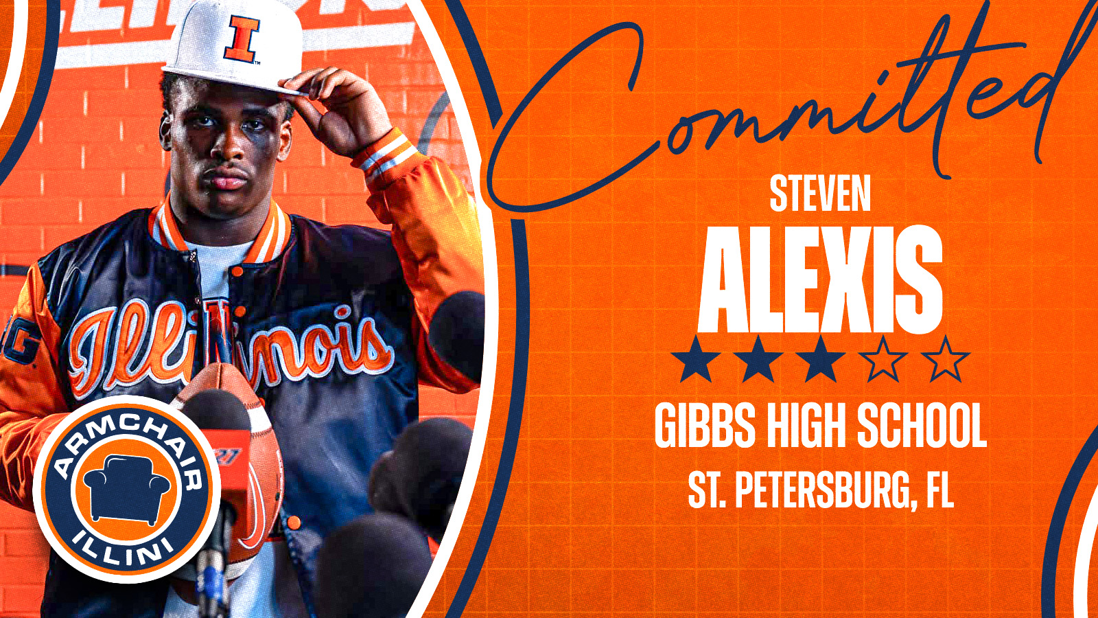 Illinois Football. Steven Alexis. Photo Credit: Alex Kyi, Armchair Illini.