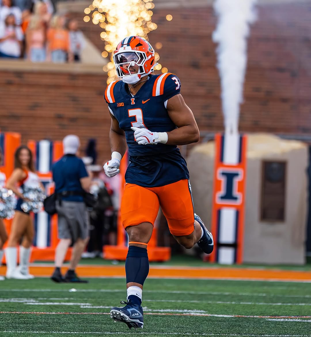 Illinois Football. Armchair Illini. Kaden Feagin. Tight End. No. 3. Photo Credit: Kaden Feagin. Instagram. (@kaden.feagin).