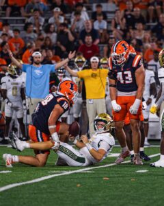 Illinois Football. Photo Credit: Illinois Football on Instagram (@Illinifootball). Joe Barna (43) and Mason Muragin (18). Armchair Illini.