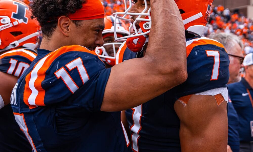 Photo Credit: Illinois Football on Instagram. (@Illinifootball). Armchair Illini. Collin Dixon (17). Matthew Bailey (7).
