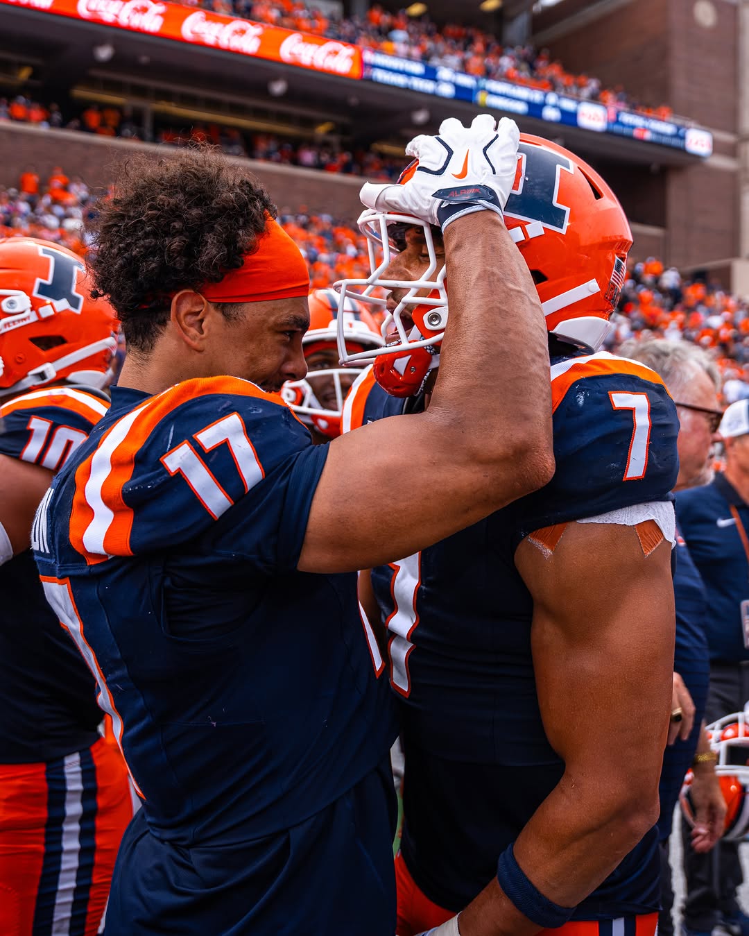 Photo Credit: Illinois Football on Instagram. (@Illinifootball). Armchair Illini. Collin Dixon (17). Matthew Bailey (7).