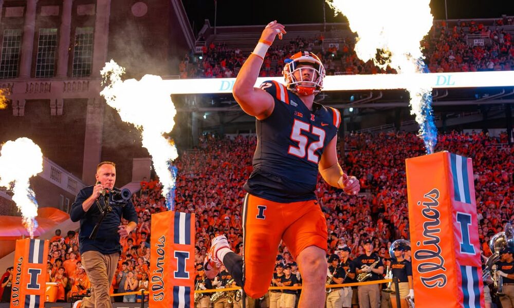 Photo Credit: Illinois Football on Instagram. (@Illinifootball). Pat Farrell, No. 52. 9/3/26. Armchair Illini.
