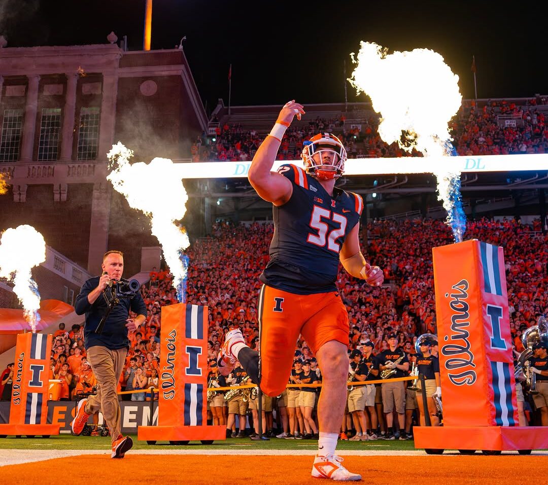 Photo Credit: Illinois Football on Instagram. (@Illinifootball). Pat Farrell, No. 52. 9/3/26. Armchair Illini.