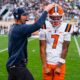 Illinois Football. Armchair Illini. Michael Clayton II (No. 7) and Coach Art Sitkowski. Photo Credit: Michael Clayton II on Instagram. (@clayt7n).