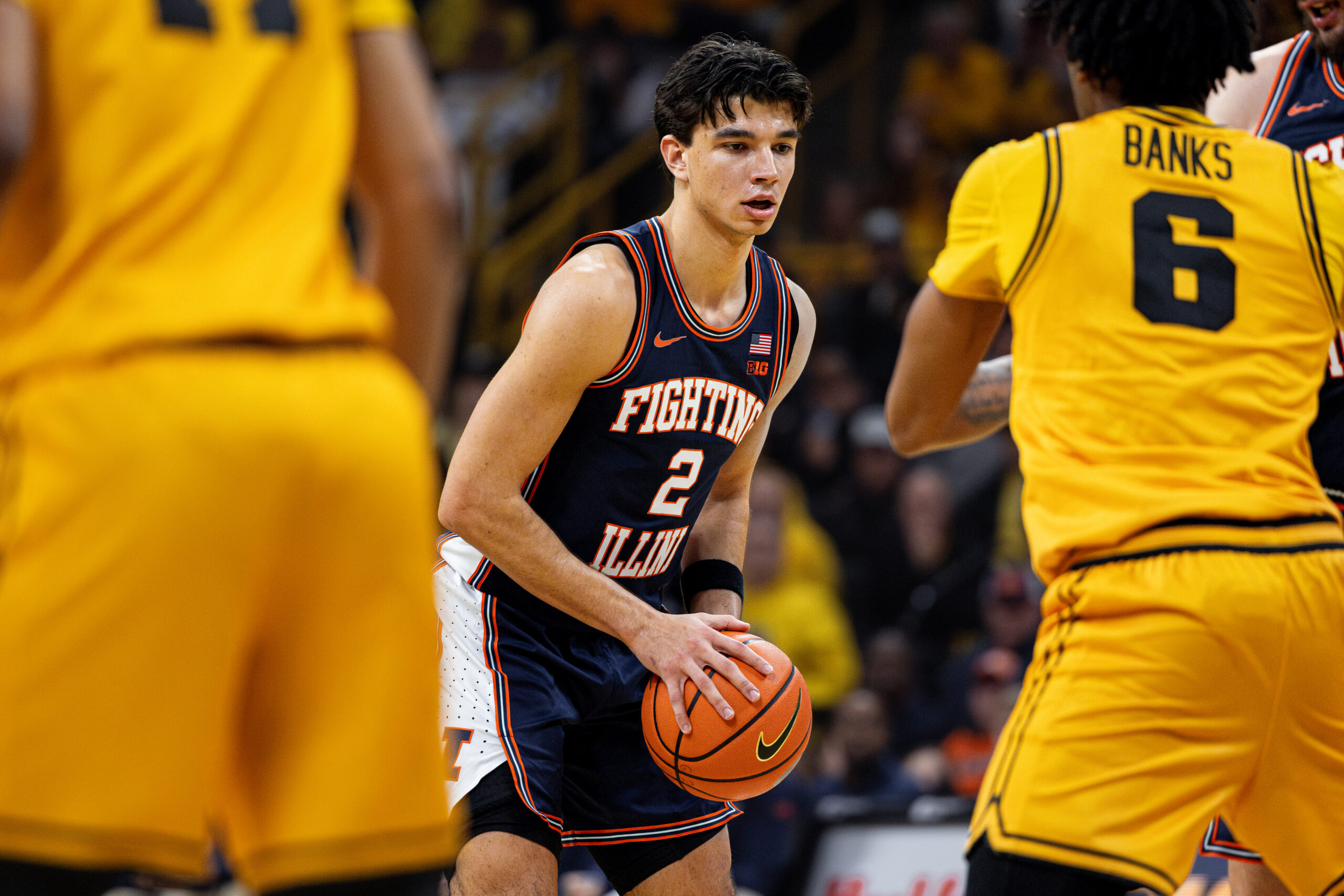 Illinois basketball wing Andrej Stojakovic vs Iowa.